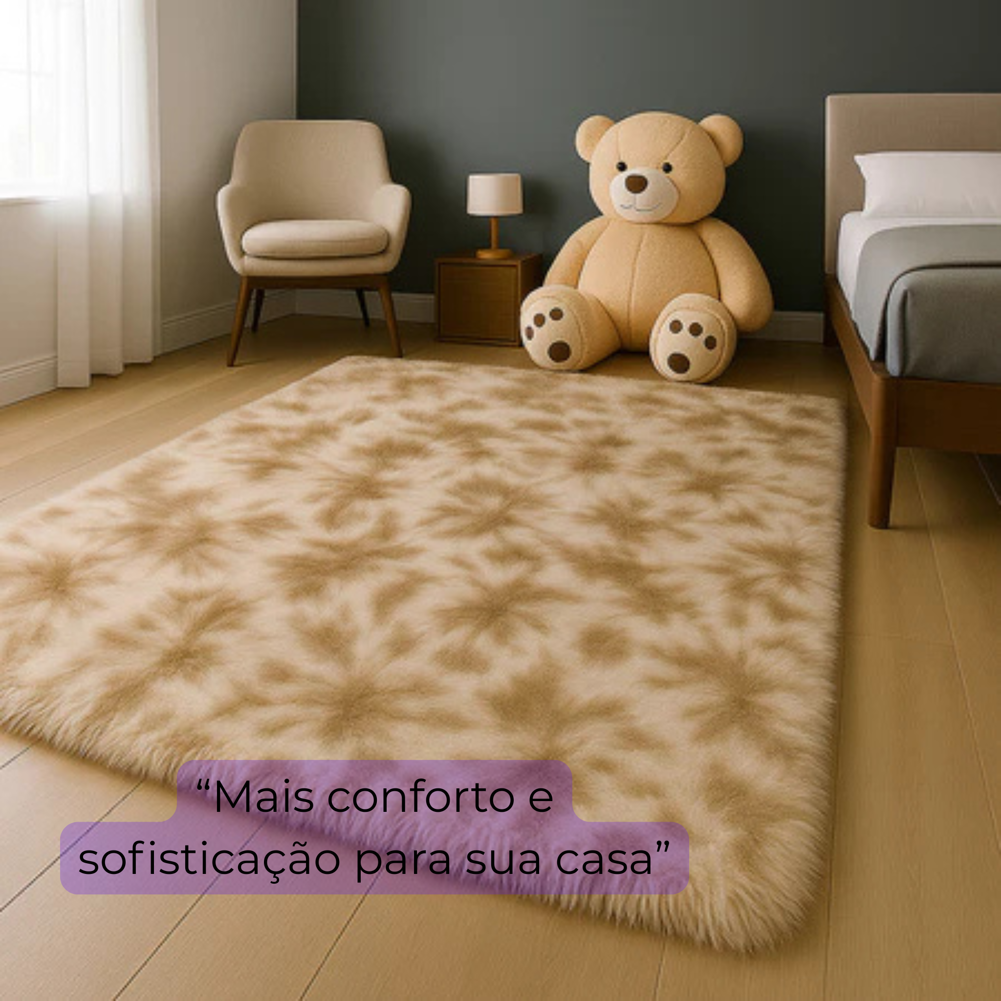 Tapete Peludo Antiderrapante - Conforto e Estilo Para Sala e Quarto
