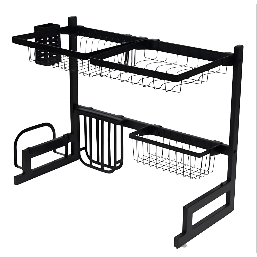 Escorredor Aço Inoxidável 65cm Ajustável Organizador Louça Preto Cozinha
