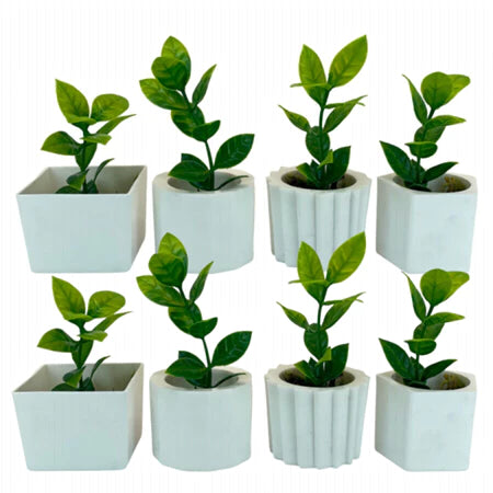 Kit com 8 Vasos Decorativos com Plantas Artificiais