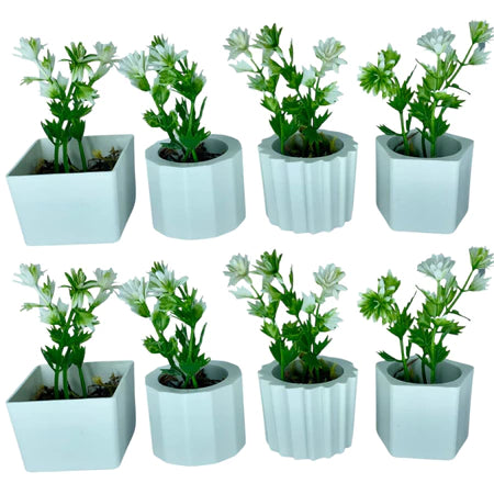 Kit com 8 Vasos Decorativos com Plantas Artificiais